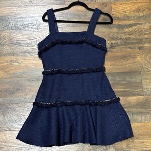 Amanda Uprichard Textured Navy Mini Dress